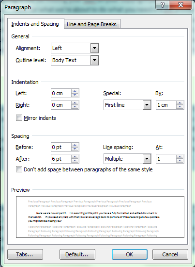 Paragraph Window Microsoft Office 2007